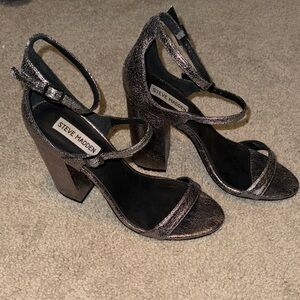 Steve Madden Metallic Black Block Heels